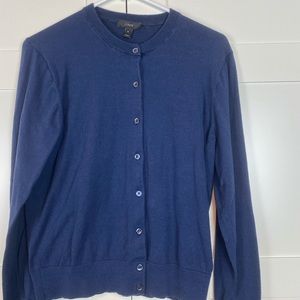 NWOT JCrew cotton navy cardigan size XL.